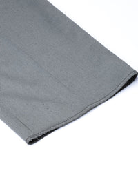 MANQ Men Grey Smart Slim Fit Solid Formal Trousers