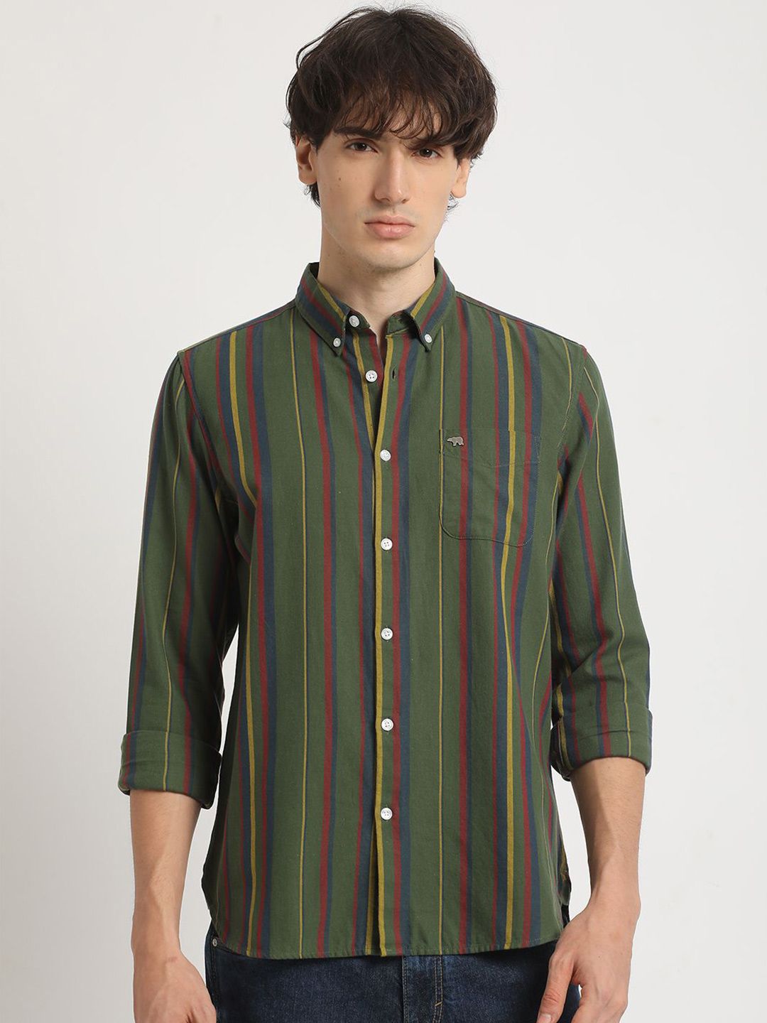 THE BEAR HOUSE Men's Striped Slim Fit Casual Shirt