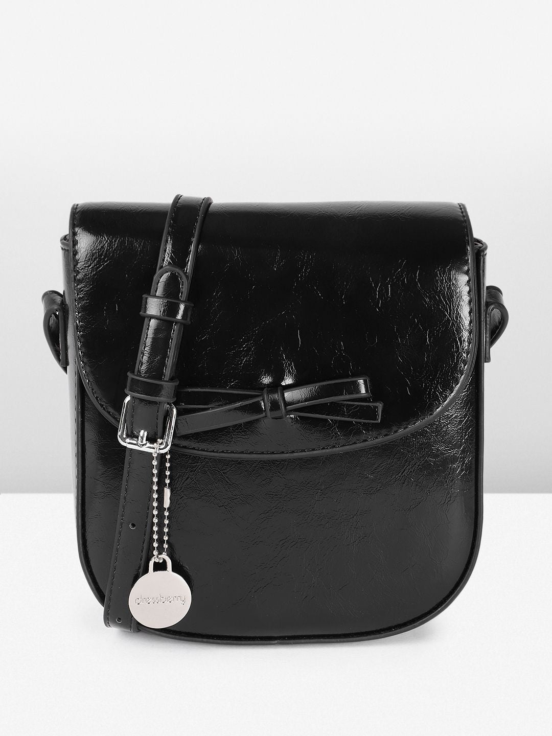 DressBerry Textured Structured Sling Bag with Bow Detail