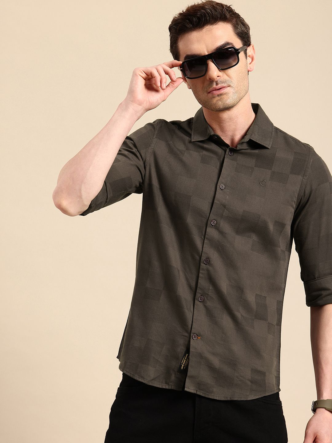 Being Human Slim Fit Self Checked Casual Shirt