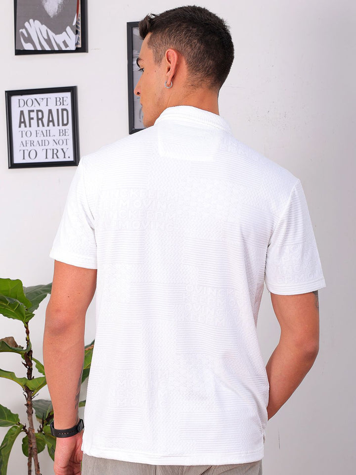 The Indian Garage Co Men Slim Fit Textured Terry Knit Resortwear Shirt