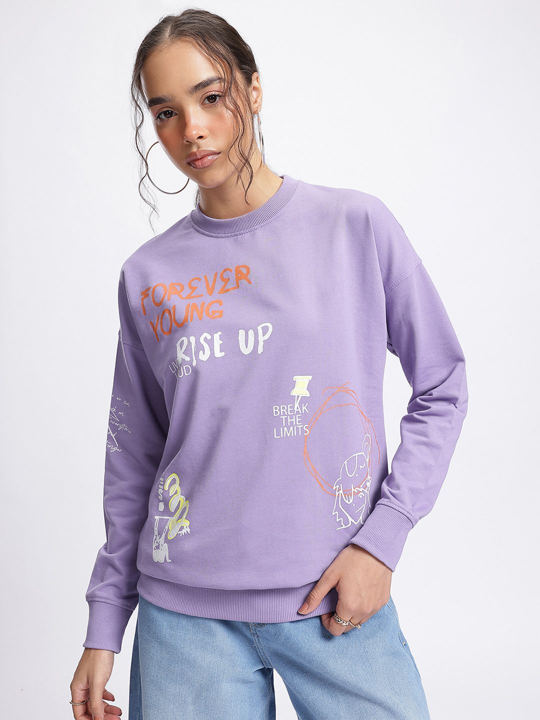 DressBerry Typo-Tastic Fluid Drop Breathable Sweatshirt