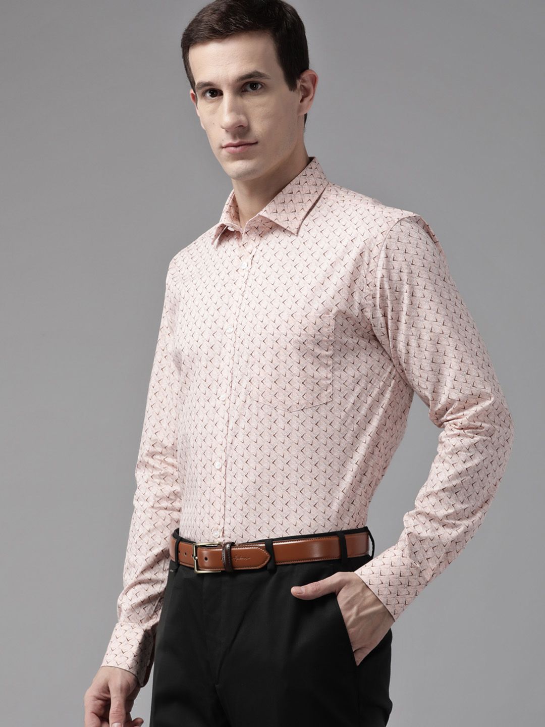 Park Avenue Slim Fit Printed Pure Cotton Formal Shirt