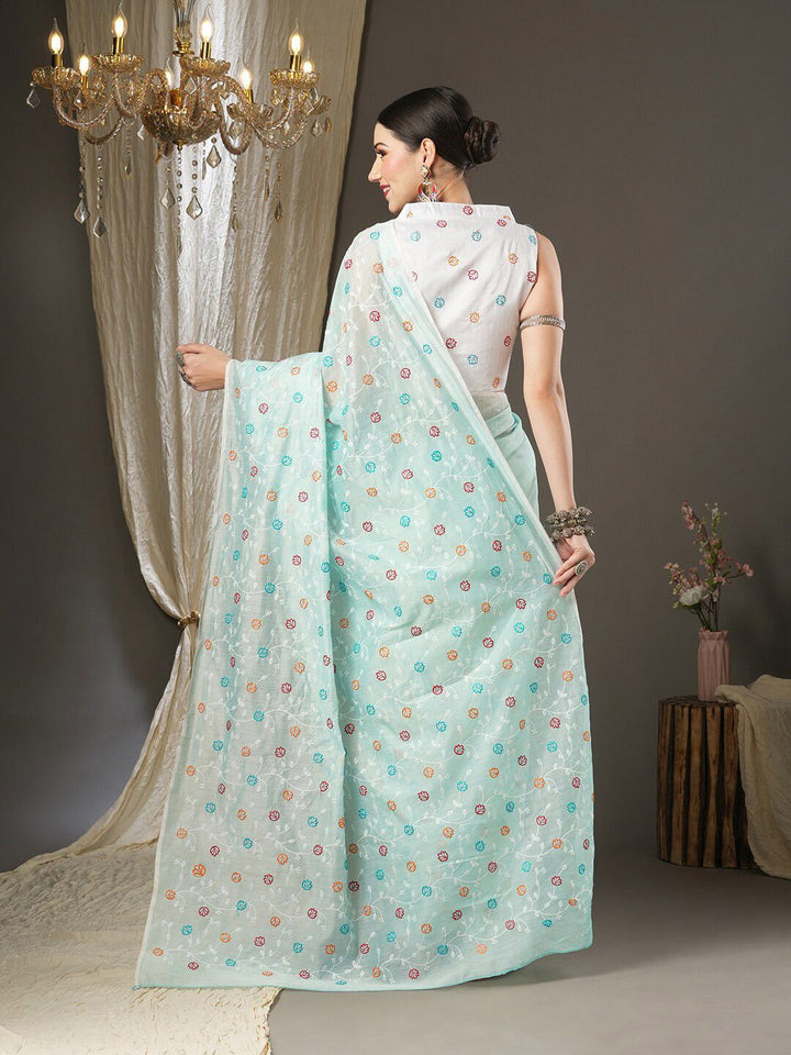 Saree mall Floral Emboidered Festive Sarees
