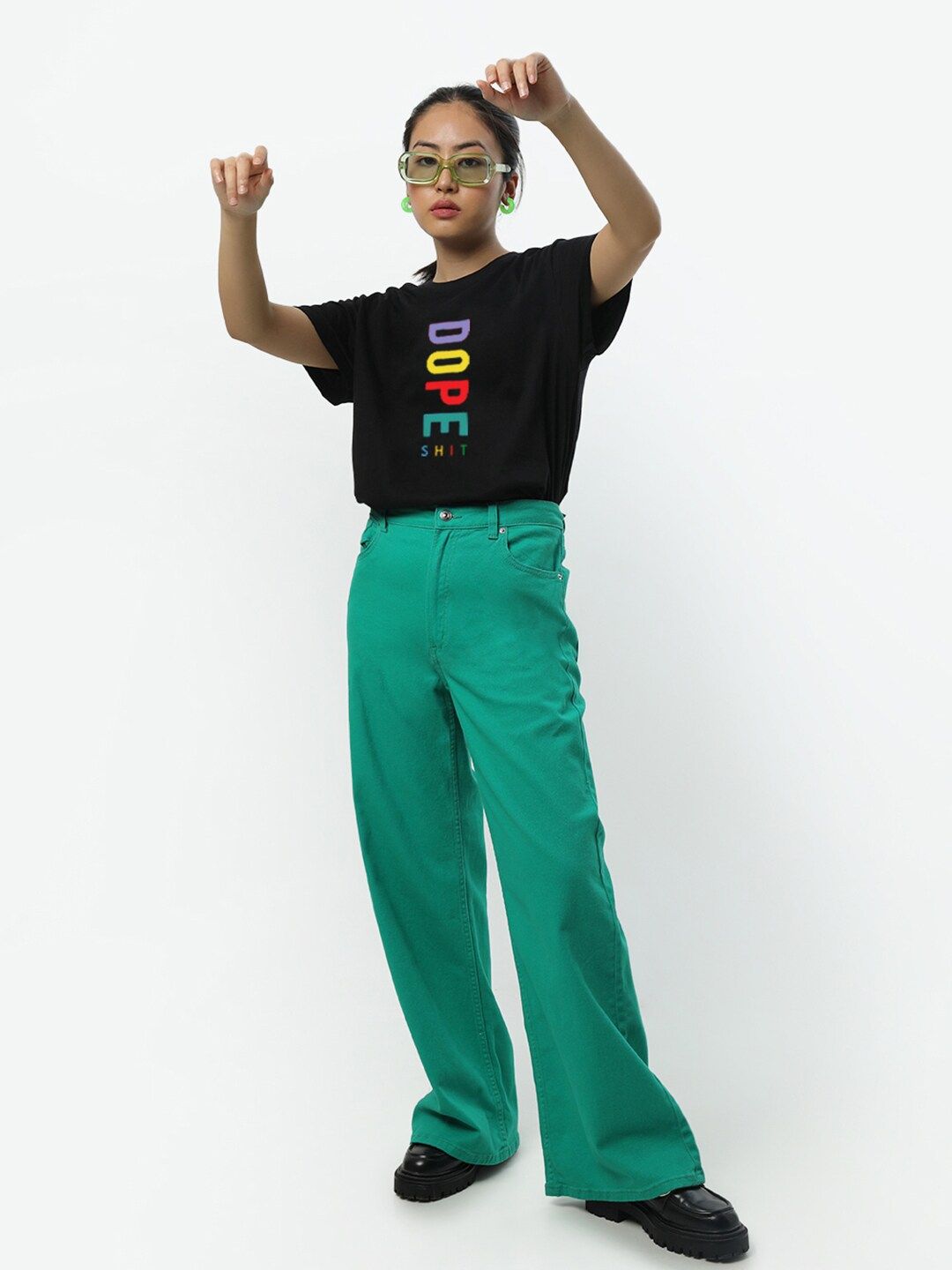 Bewakoof Dope Shit Typography Boyfriend T-shirt