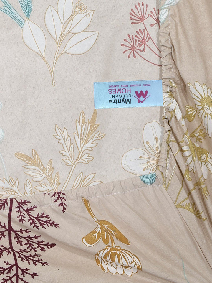 Myntra Elegant Homes Multicoloured Floral 300 TC King Bedsheet with 2 Pillow Covers