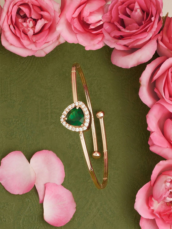 Zaveri Pearls Rose Gold Plated Cubic Zirconia Kada Bracelet