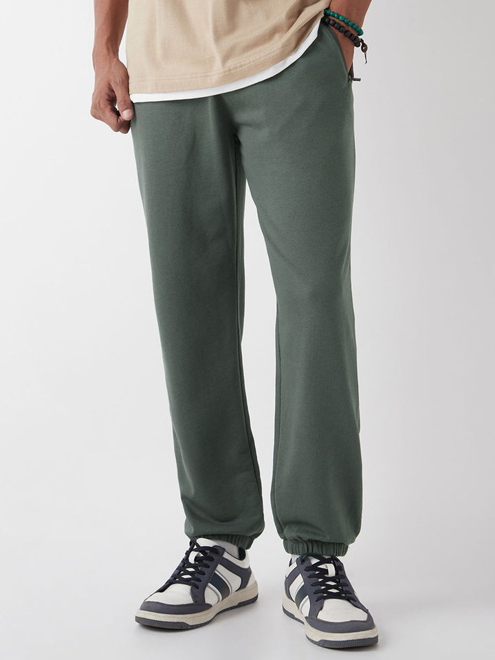 Bewakoof Men's Grey Oversized Mid Rise Joggers