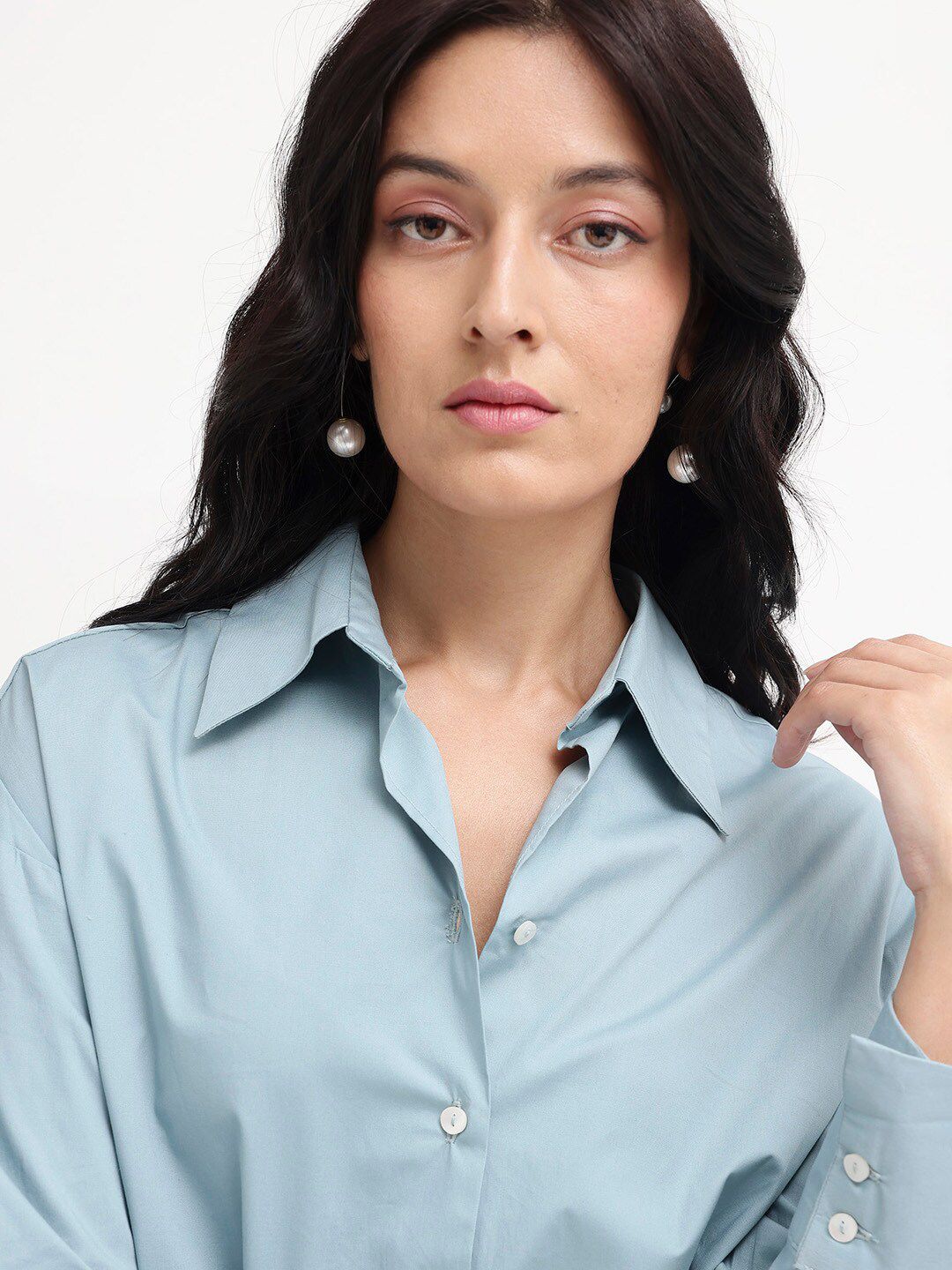 RAREISM Comfort Spread Collar Boxy Opaque Cotton Formal Shirt