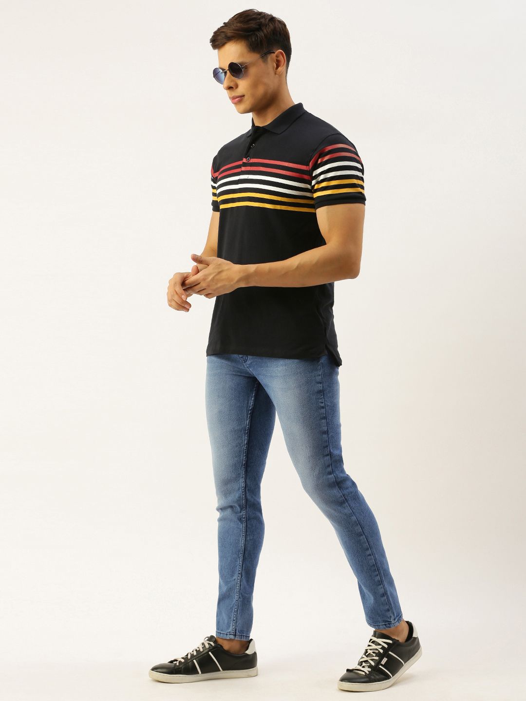 The Indian Garage Co Men Blue Slim Fit Low-Rise Clean Look Stretchable Jeans