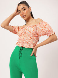 DressBerry Off-Shoulder Shoutout Chic Print & Pop Top