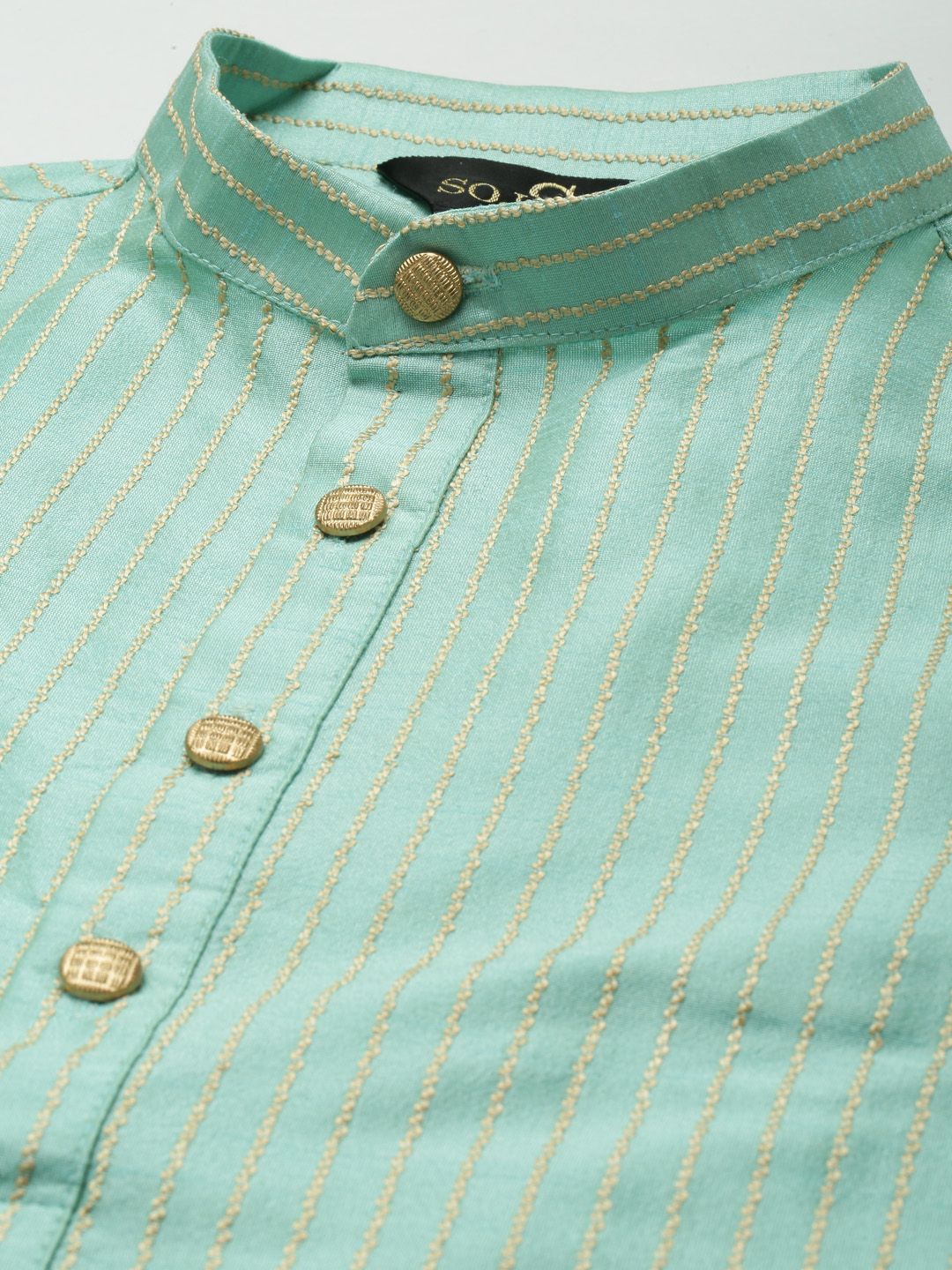 SOJANYA Kurta Belang Hijau Laut Lelaki dengan Jaket Churidar & Nehru