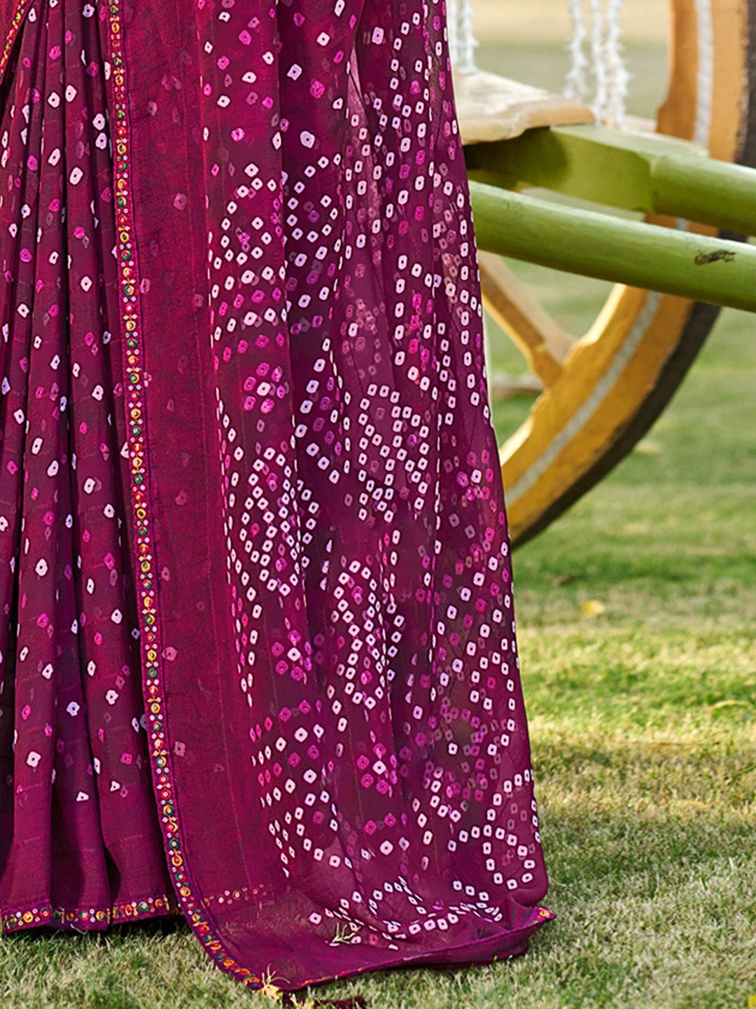 Saree mall Mirror Work Bandhani Sarees
