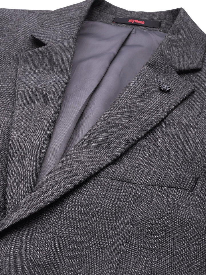 Raymond Self-Checked Slim Fit Single-Breasted Formal Blazer