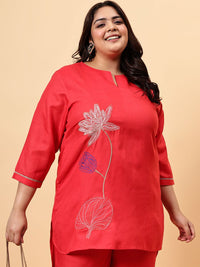 Bani Embroidered Round-Neck Tunic With Flared Trousers Co-Ords