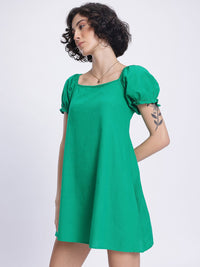 DressBerry Casual Essentials Puff Sleeve Tie-Up Back A-Line Mini Dress