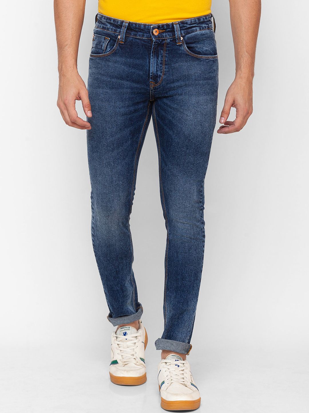 SPYKAR Men Blue Skinny Fit Low-Rise Heavy Fade Jeans