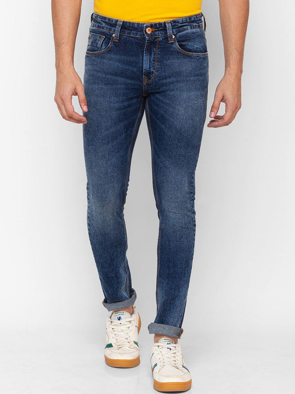 SPYKAR Men Blue Skinny Fit Low-Rise Heavy Fade Jeans