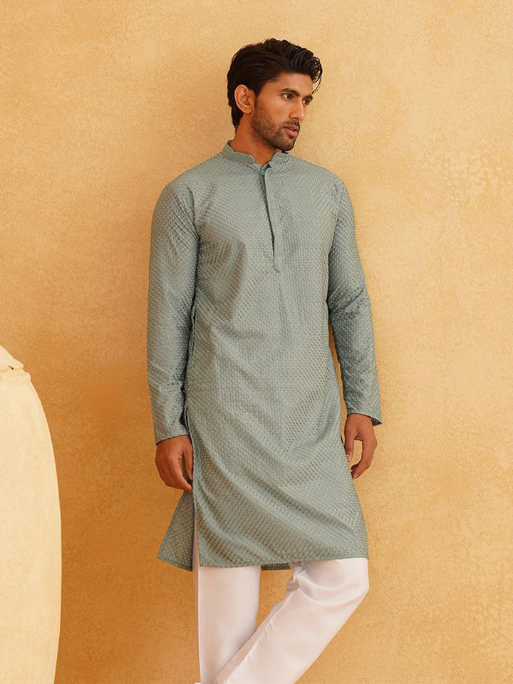SOJANYA Geometrik Sulam Kapas Kurta Lurus