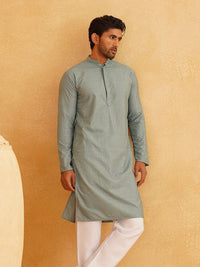 SOJANYA Geometrik Sulam Kapas Kurta Lurus