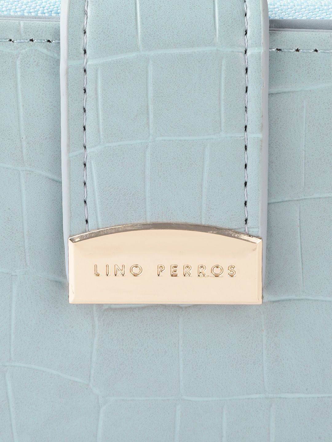 Lino Perros Women Blue Croc Textured Two Fold Wallet