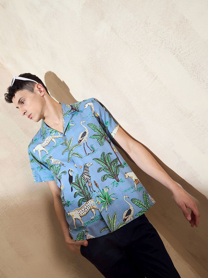 DENNISON Tropical Printed Oversized Casual Shirt