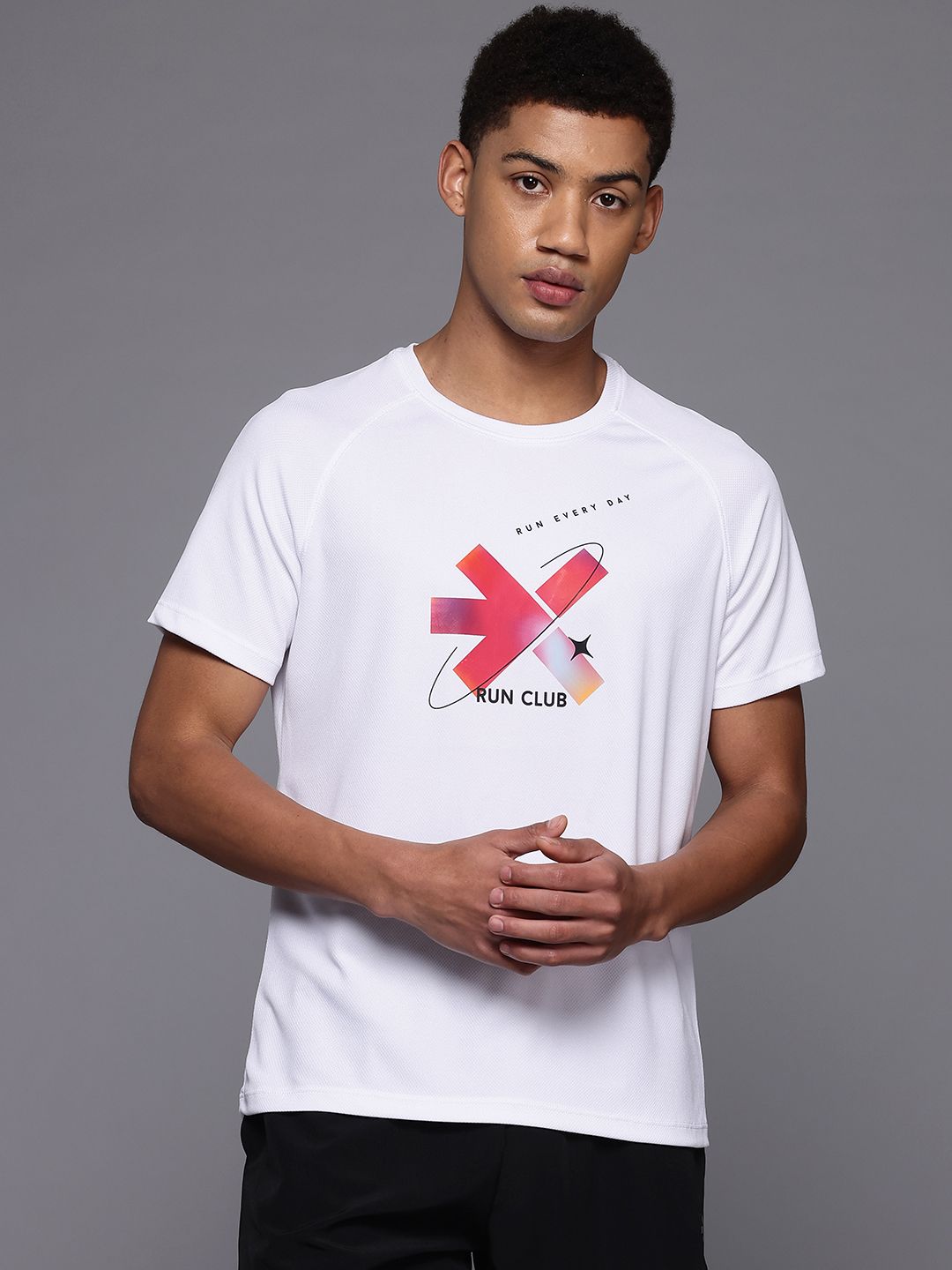 HRX by Hrithik Roshan Rapid-Dry Brand Logo Print Running T-shirt