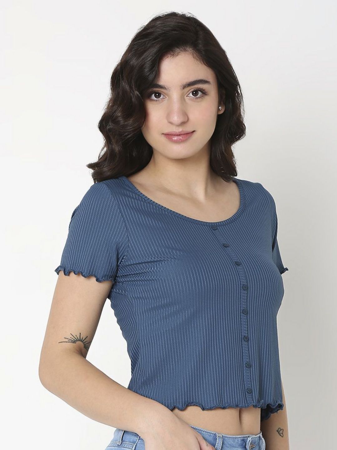 SPYKAR Women Henley Neck Pockets Slim Fit T-shirt