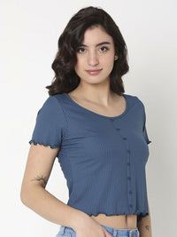 SPYKAR Women Henley Neck Pockets Slim Fit T-shirt