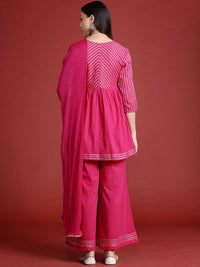 Anouk Tyohar Collection Pleated Gotta Patti Pure Cotton Kurti with Palazzos & With Dupatta