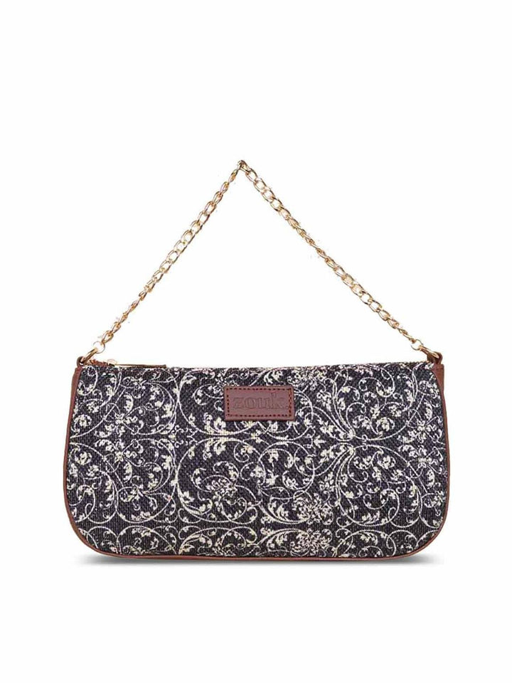ZOUK Ethnic Motifs Printed Structured Baguette Bag Handbags