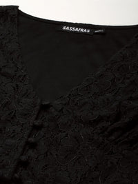 SASSAFRAS Black Blouson Crop Top