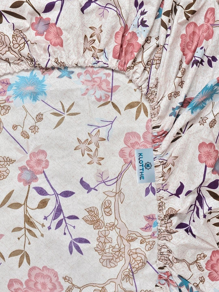 Moda Rapido X KLOTTHE Multicoloured Floral 300 TC King Bedsheet with 2 Pillow Covers