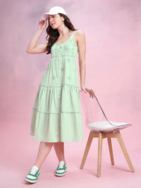 DressBerry Floral Embroidered Tiered A-Line Midi Dress