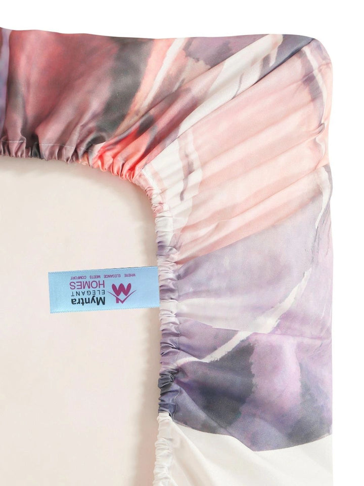Myntra Elegant Homes White & Pink Floral 400 TC King Bedsheet with 2 Pillow Covers