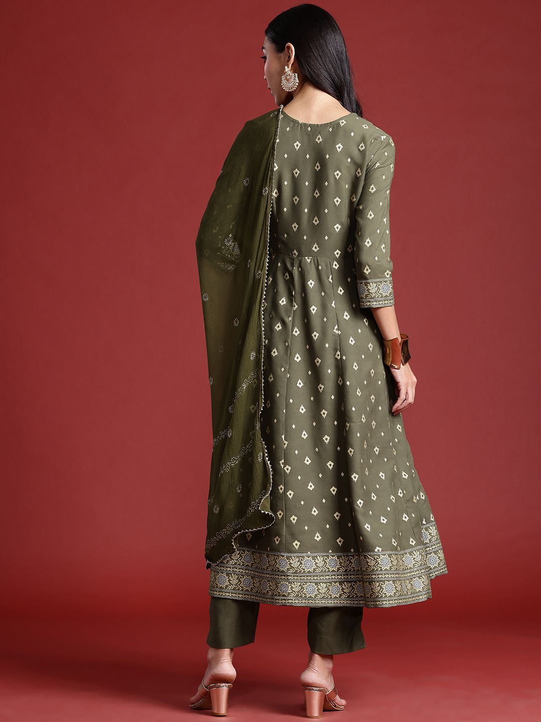 Anouk Women Ethnic Motifs Printed Regular Kurta with Trousers & Dupatta