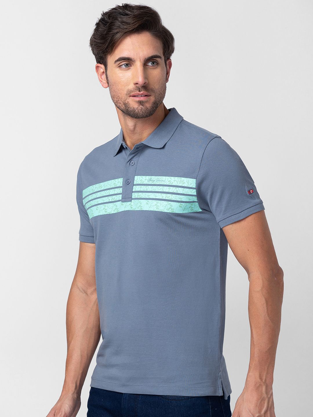 Being Human Clothing Men Pure Cotton Striped Polo Collar T-shirt