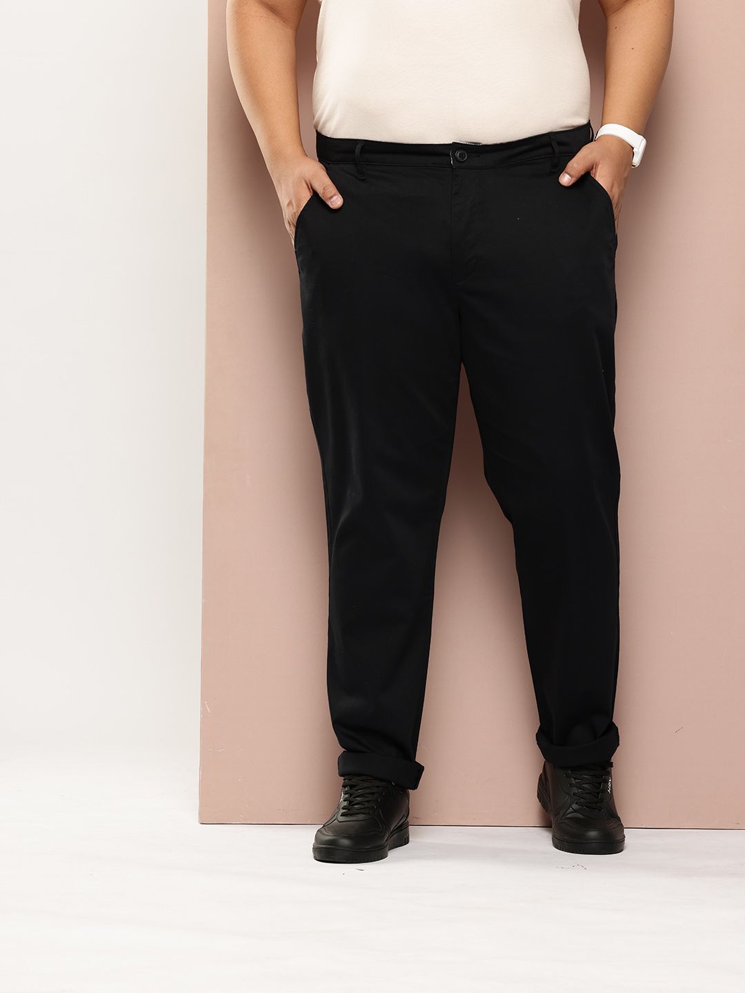 Thomas Scott Men New Millennium Fit Black Easy Wash  Chinos Trousers