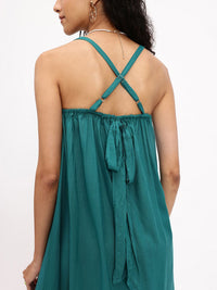 DressBerry Cascading Crush Bow Detailed Smocked A-Line Dress