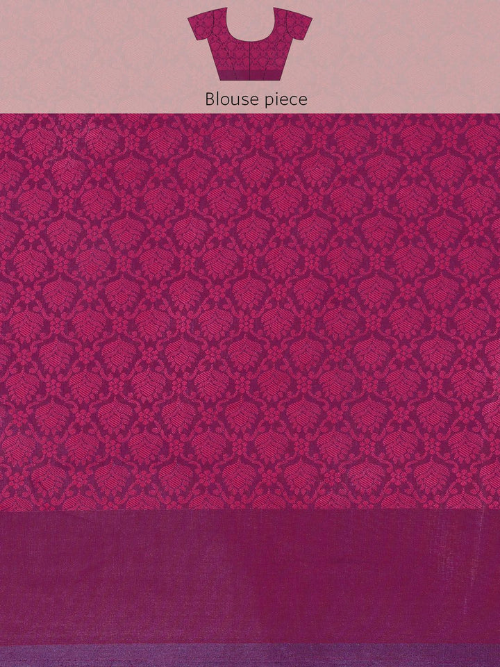 Saree mall Magenta Ethnic Motifs Zari Silk Blend Banarasi Sarees