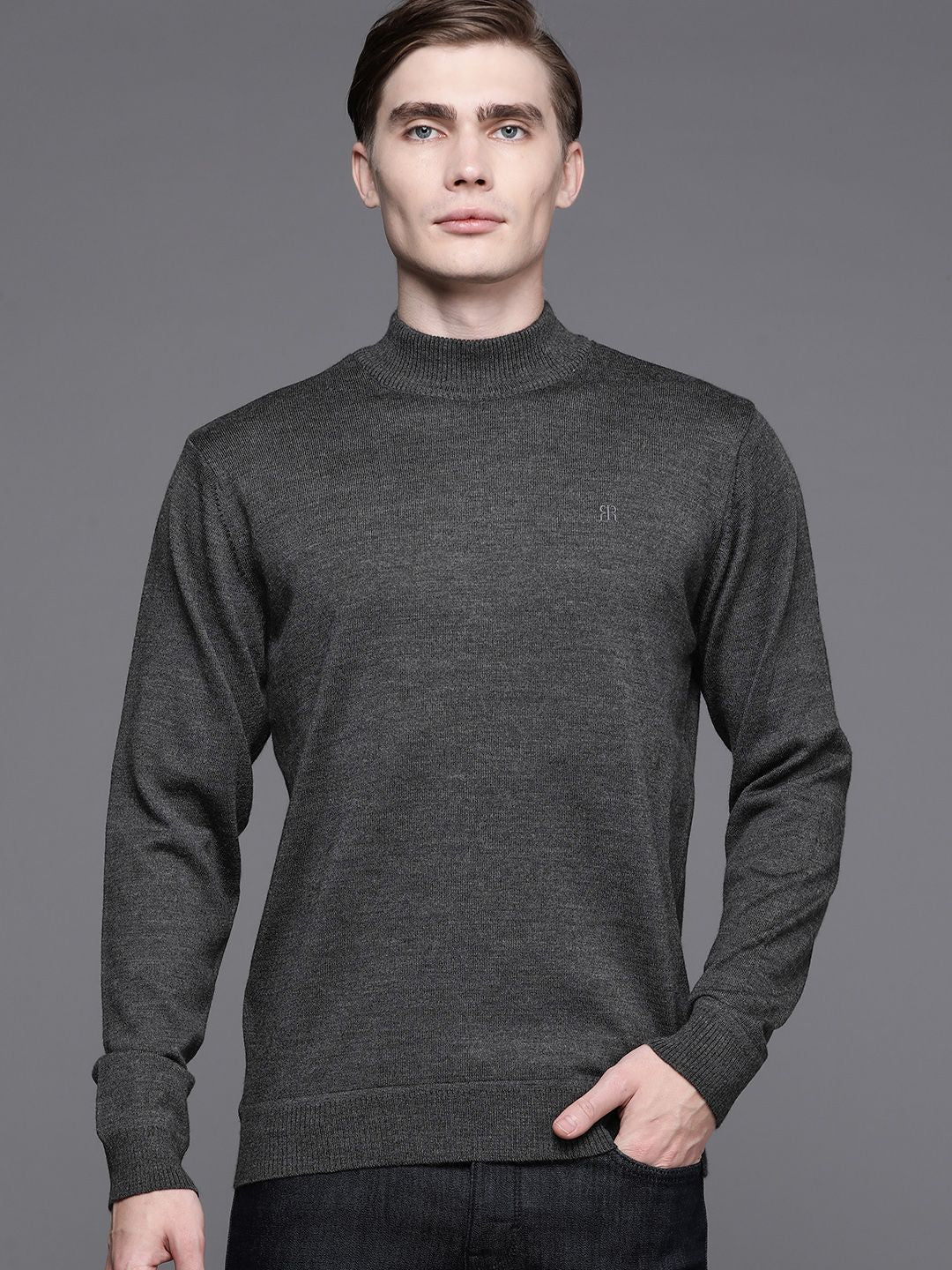 Raymond Men Solid High Neck Pullover