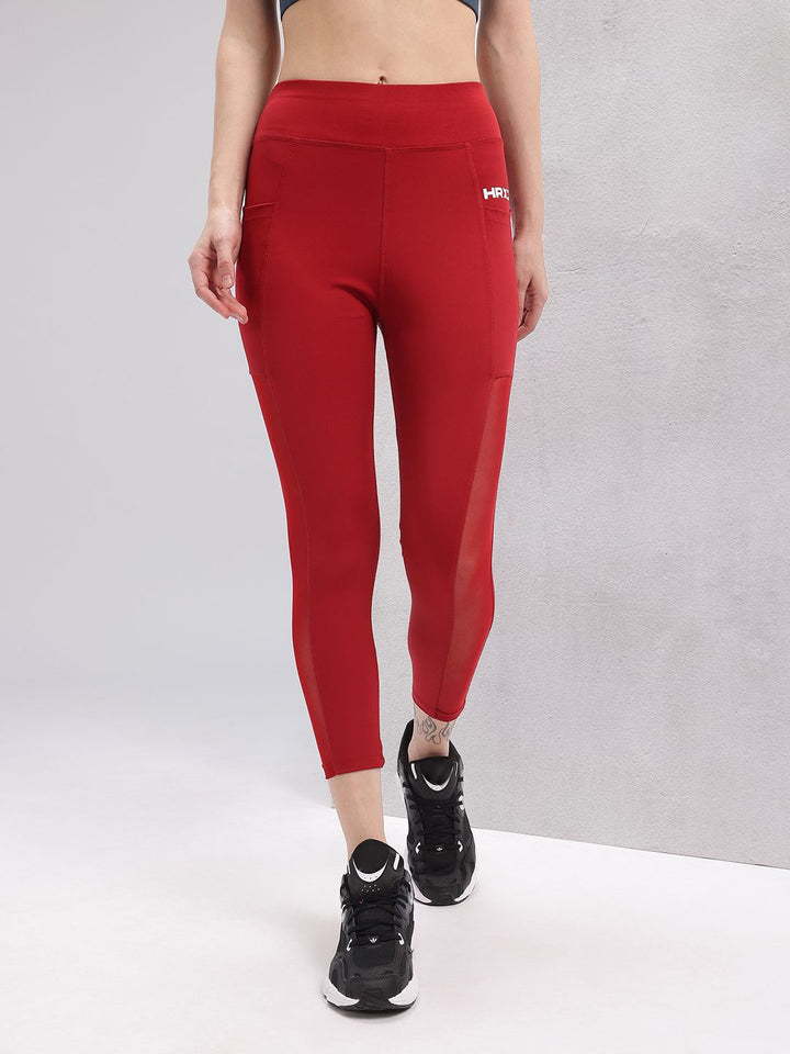 HRX by Hrithik Roshan Women Brand Logo Detail Mesh Rapid-Dry Cropped Training Tights