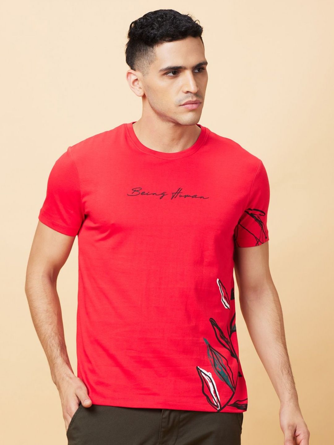 Being Human Men Printed Cut Outs T-shirt