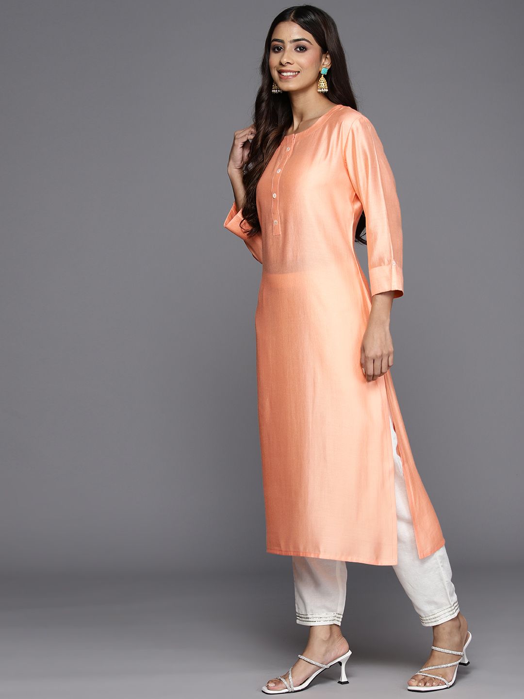 Indo Era Women Striped Liva Kurta