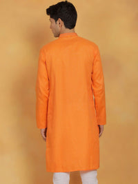VASTRAMAY Mandarin Collar Thread Work Cotton Straight Kurta