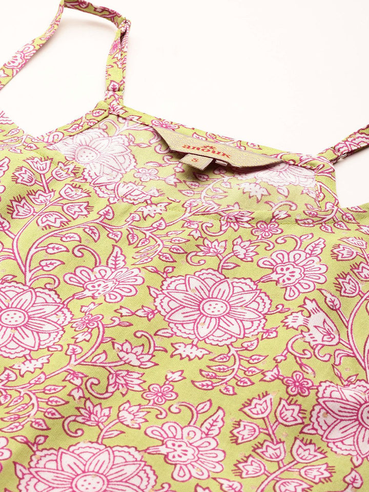 Anouk X Basant Bahaar Floral Printed A-Line Kurta With Sharara & Dupatta