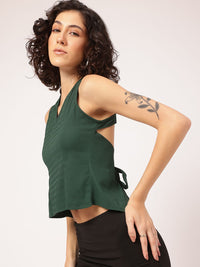 DressBerry Textured Open Back Crop Top