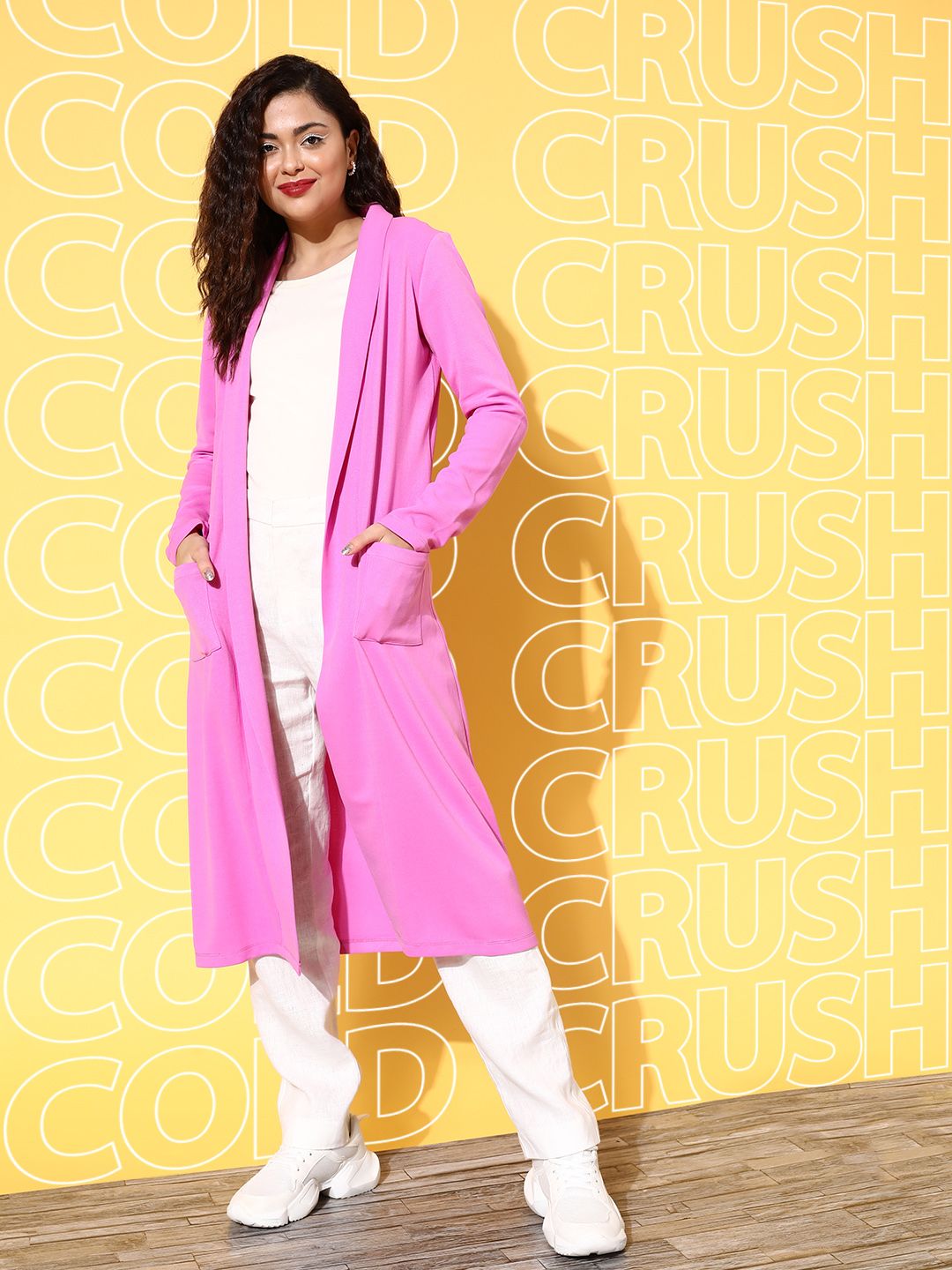 SASSAFRAS Women Mauve Solid Open Front Longline Shrug