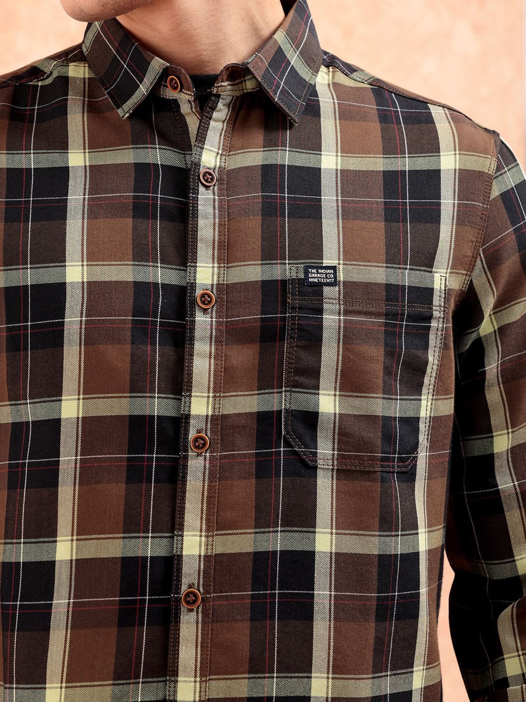 The Indian Garage Co Men Tartan Checked Casual Shirt
