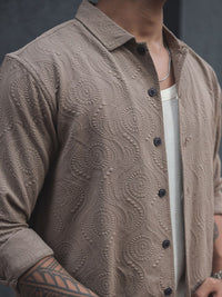 Powerlook India Slim Floral Self Design Spread Collar Casual Shirt
